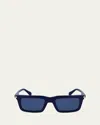 Ferragamo Men's Prisma Modified Acetate Rectangle Sunglasses, 53mm In Blue Navy
