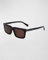 Ferragamo Men's Prisma Modified Acetate Rectangle Sunglasses, 53mm In Black