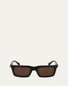 Ferragamo Men's Prisma Modified Acetate Rectangle Sunglasses, 53mm In Brown
