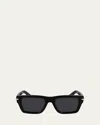 Ferragamo Men's Prisma Modified Acetate Rectangle Sunglasses In Black
