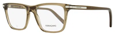 Ferragamo Men's Rectangular Eyeglasses Sf2959n 278 Transparent Sand 55mm In Multi
