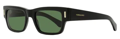 Ferragamo Sf2011s Rectangular Rivet Acetate Sunglasses In Black