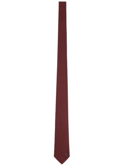 Ferragamo Sophisticated Silk Blend Tie For Men In Burgundy