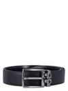 Ferragamo Reversible And Adjustable Gancini Belt In Black