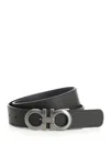 Ferragamo Men Reversible And Adjustable Gancini Belt In Black