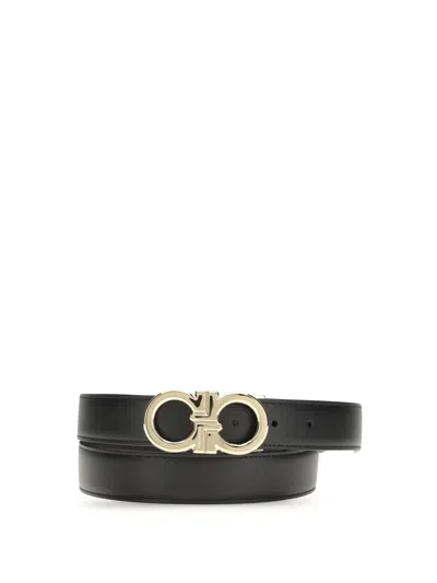 Ferragamo Men Reversible And Adjustable Gancini Belt In Black
