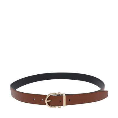 Ferragamo Men Reversible And Adjustable Gancini Belt In Brown
