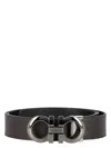 Ferragamo Men's Reversible And Adjustable Gancini Belt In Black