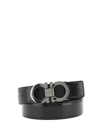 Ferragamo Men Reversible Belt In Black
