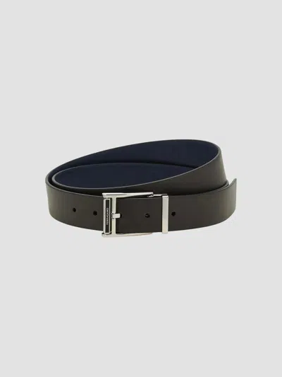 Ferragamo Men's Reversible Double Adjustable Leather Belt In Black
