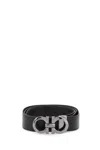 Ferragamo Leather Belt Reversible Gancini Buckle In Marrone