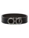 Ferragamo Men's Reversible Gancini Belt In Black