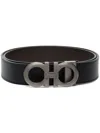 Ferragamo Men Reversible Gancini Belt In Black