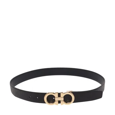 Ferragamo Men Reversible Gancini Belt In Black