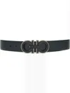 Ferragamo Gancini Buckle Reversible Leather Belt In Black