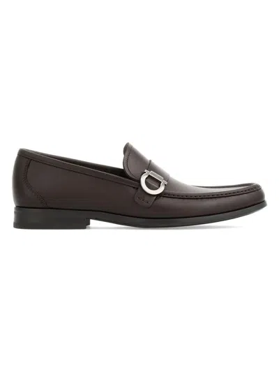 Ferragamo Loafers Metal Buckle Detail Round Toe In Brown