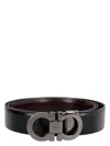 Ferragamo Men's Reversible Leather Belt In Black