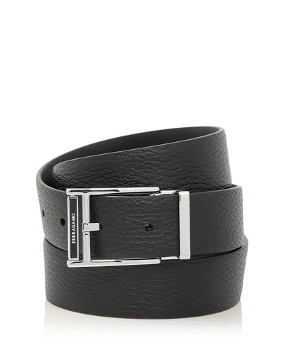 Ferragamo Men's Reversible Leather Belt In Black
