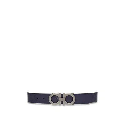 Ferragamo Men's Reversible Leather Belt In Blue