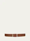 Ferragamo Men's Reversible Leather Gancio-buckle Belt In Radica/nero