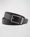 Ferragamo Black Reversible Belt With Gancini Buckle Belt In Grained Leather Man In Black