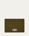 Ferragamo Gancini Credit Card Holder In New Olive Caffe