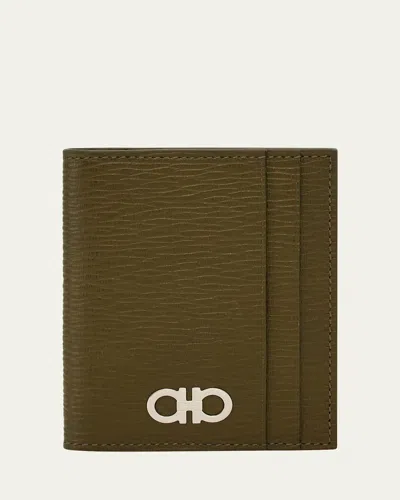 FERRAGAMO MEN'S REVIVAL LEATHER GANCINI BIFOLD CARD HOLDER