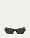 Ferragamo Men's Rivets Acetate Rectangle Sunglasses, 52mm In Dark Tortoise