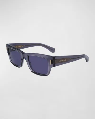 Ferragamo Herren Sonnenbrillen In Transparent Grey/blue