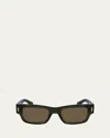 Ferragamo Rivets 53mm Rectangular Sunglasses In Transparent Khaki