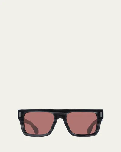 Ferragamo Men's Rivets Acetate Square Sunglasses