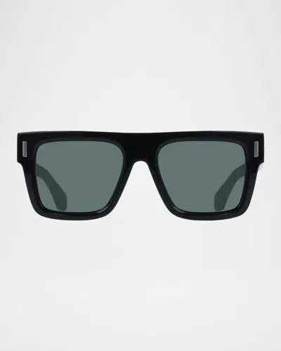 FERRAGAMO MEN'S RIVETS ACETATE SQUARE SUNGLASSES