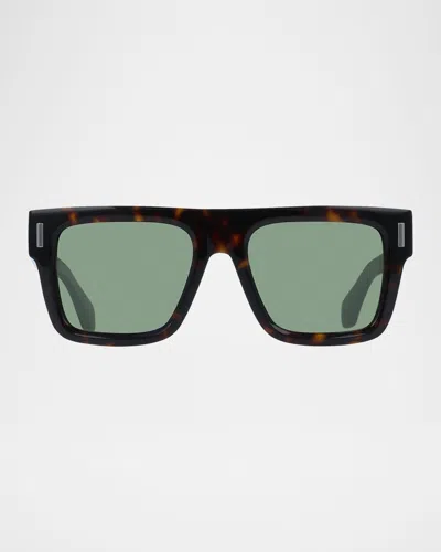 FERRAGAMO MEN'S RIVETS ACETATE SQUARE SUNGLASSES