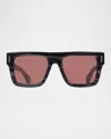 Ferragamo 53mm Square Sunglasses In Striped Grey