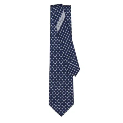 Ferragamo Men's Rufo Heart Print Silk Tie In Blue