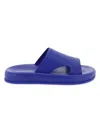 Ferragamo Dolce Leather Flatform Slides In Blue