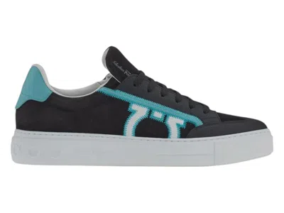 Pre-owned Ferragamo Men's Salvatore  Borg 5 Sneaker Sneakers In Black/blue In Multi