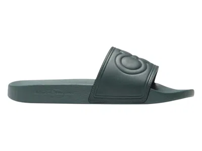 Pre-owned Ferragamo Men's Salvatore  Groove 9 Slide Sneakers In Green