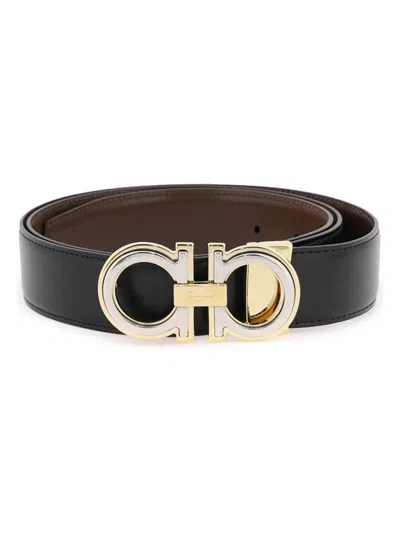 Ferragamo Gancini Buckle Leather In Brown