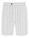 Ferragamo Men's Salvatore Striped Cotton Blend Bermuda Shorts In White