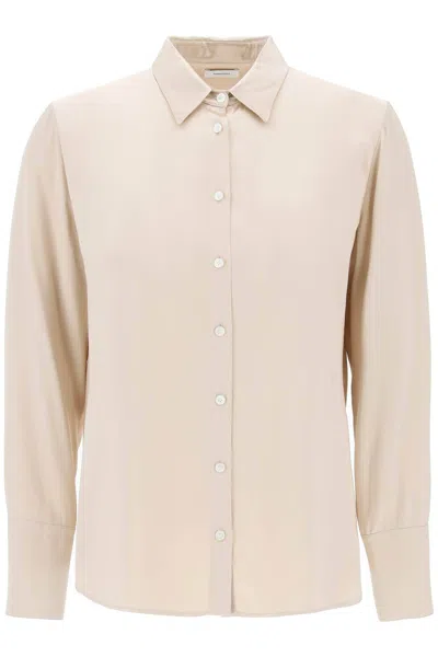 Ferragamo Classy Viscose Satin Shirt For Women In Neutral Tone In Cream