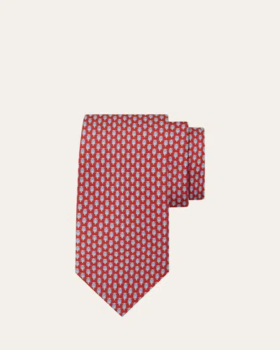 Ferragamo Men's Scooter-print Silk Tie In Burgundy