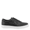 Ferragamo Men's Scuby Black Croco Leather Low-top Sneakers In Black