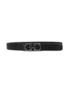 Ferragamo Salvatore  Semi-matt Grained Leather Reversible Gancini Belt Accessories In Black