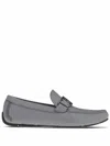 Ferragamo Men's Sf-buckle Round-toe Loafers In Grey In Gray