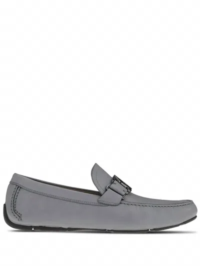 Ferragamo Men's Sf-buckle Round-toe Loafers In Grey In Gray