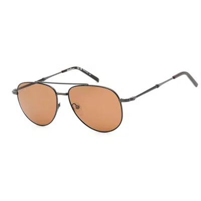 Ferragamo Men's Sf226s Sunglasses In Black Dark Ruthenium / Brown In Multi