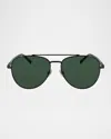 Ferragamo Men's Sf316s Prisma Metal Aviator Sunglasses In Matte Black