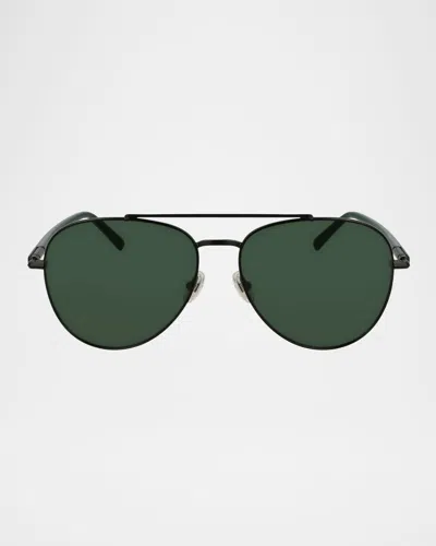 Ferragamo Men's Sf316s Prisma Metal Aviator Sunglasses In Matte Black