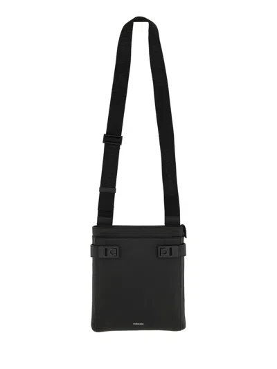 Ferragamo Men Shoulder Bag With Logo In Black